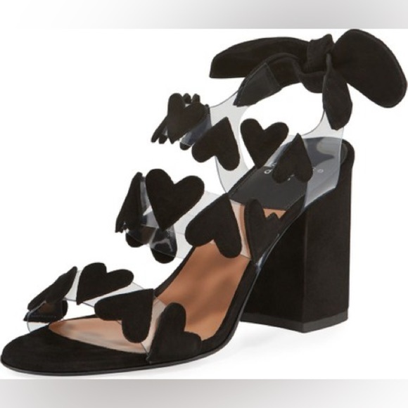 Laurence Dacade Tamara Heart Slingback Sandals Black Suede PVC Valentines 35.5 - Picture 15 of 15